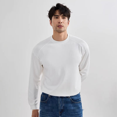 Camiseta Raglan Manga Larga Estilo Americano Colores Sólidos