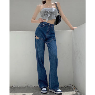 Jeans Verticales de Cintura Alta Suelta y Slim para Mujer - Image 2