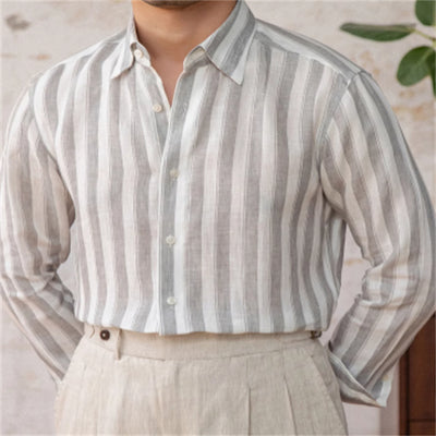 Camisa de Lino a Rayas Anchas Estilo Italiano Versátil - Image 8