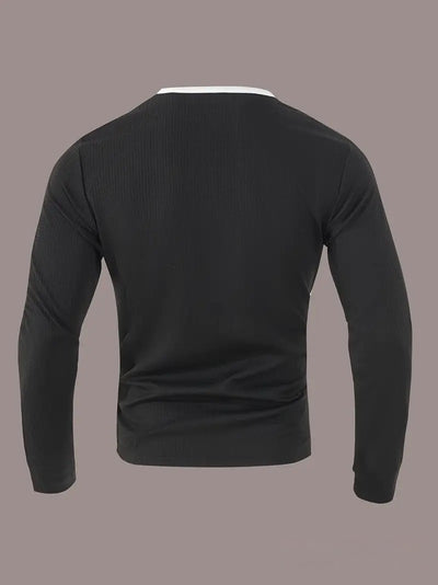 Sudadera Hombre Manga Larga Diseño Jacquard Patchwork Corte Holgado - Image 19