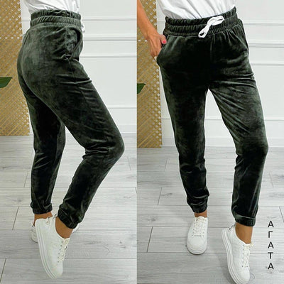Pantalones Jogger de Terciopelo Estilo Coreano con Cintura Elástica para Mujer - Image 4