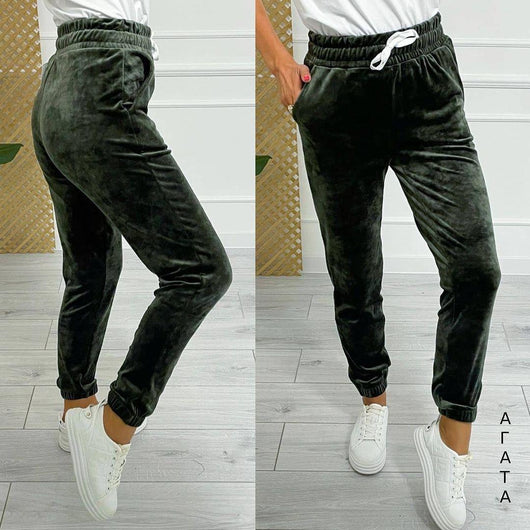 Pantalones Jogger de Terciopelo Estilo Coreano con Cintura Elástica para Mujer - Image 4
