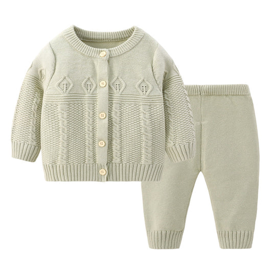 Conjunto Infantil de Cardigan y Pantalón de Punto Liso - Image 5