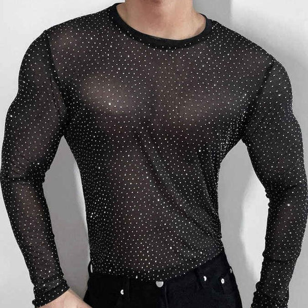 Playera Manga Larga Malla Translúcida Slim Fit