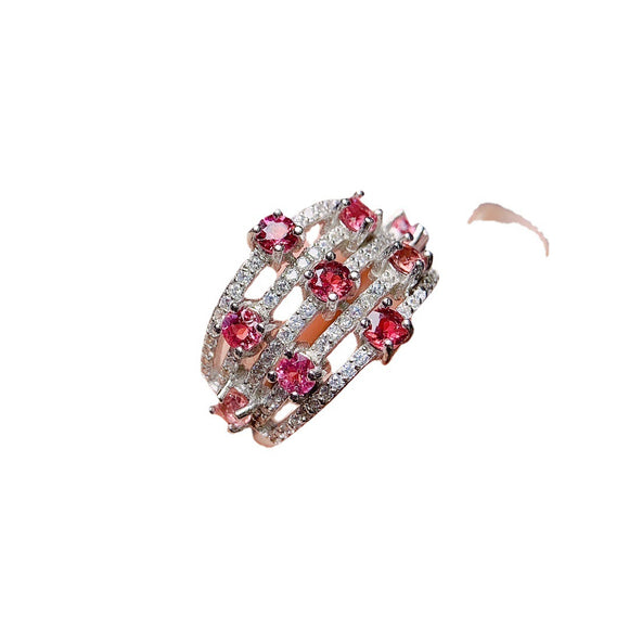 Anillo de Granate Natural con Magnesio y Aluminio para Mujer