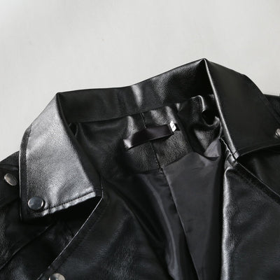 Chaqueta de Cuero Ajustada con Solapa - Image 9