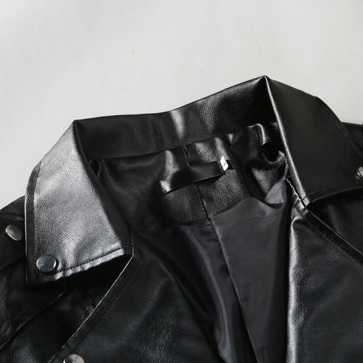 Chaqueta de Cuero Ajustada con Solapa - Image 9