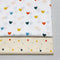 Tela de Algodón Twill con Diseño Geométrico de Corazones, Líneas y Lunares