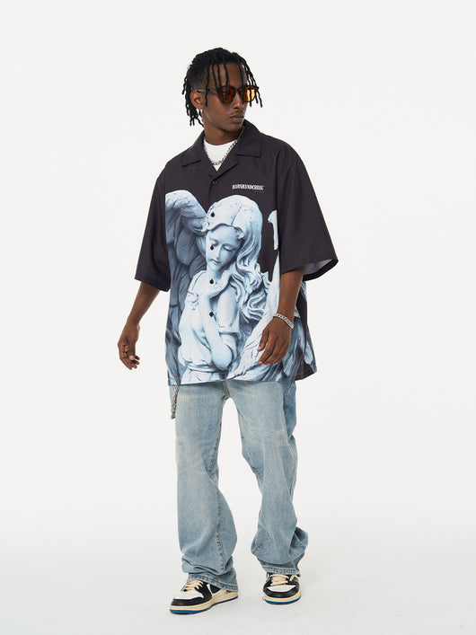 Camisa Cuello Cubano Estampado Angel Plaster - Image 12