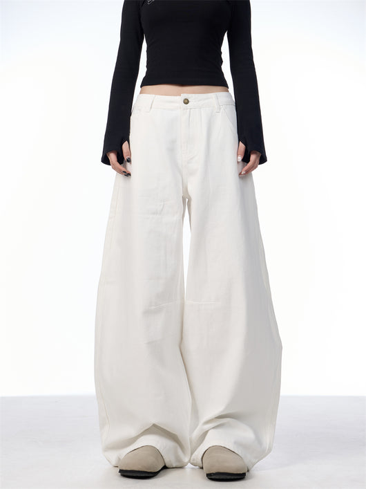 Pantalón Blanco Ancho de Pierna Recta Casual y Suelto - Image 18