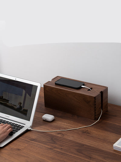 Organizador de Escritorio en Madera Maciza con Soporte para Router y Cables - Image 5