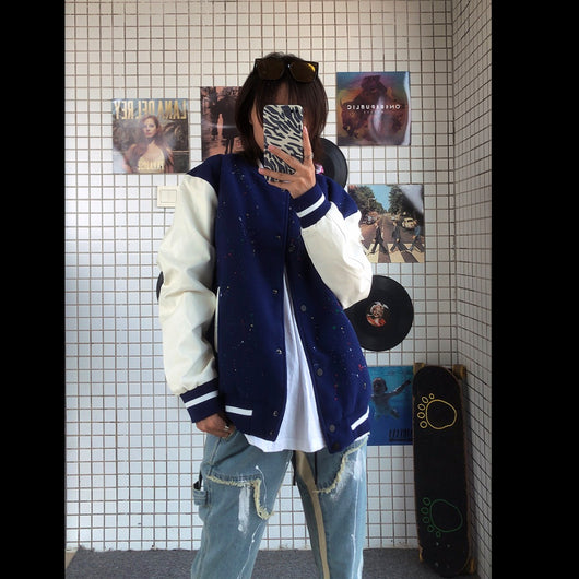Chaqueta de Béisbol Hombre con Mangas Estampadas Efecto Tinta - Image 24