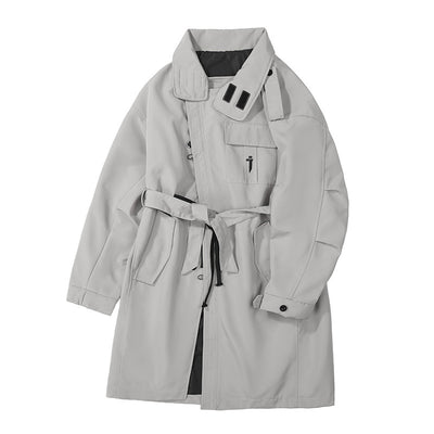 Abrigo Tipo Trench Coat Oblicuo de Solapa Alta para Hombre - Image 4