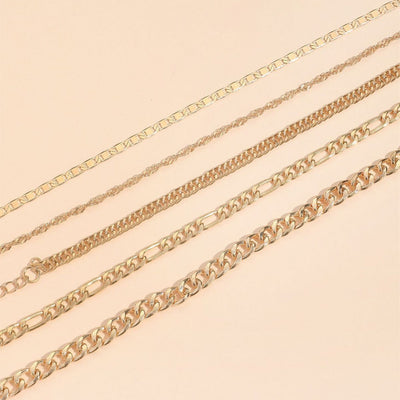 Set de 5 Tobilleras Cadena Serpiente Retro Metal Elegante - Image 4