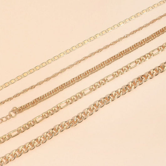 Set de 5 Tobilleras Cadena Serpiente Retro Metal Elegante - Image 4