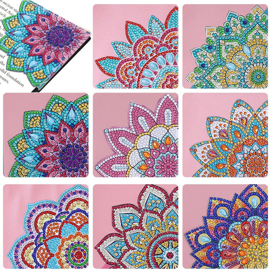 Set de 8 Marcapáginas de Cuero PU con Cristales Mandala Adhesivos Hechos a Mano - Image 2