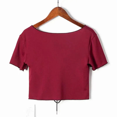 Blusa Corta con Nudo Frontal y Escote en V - Image 17