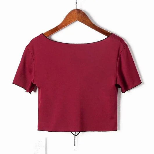 Blusa Corta con Nudo Frontal y Escote en V - Image 17