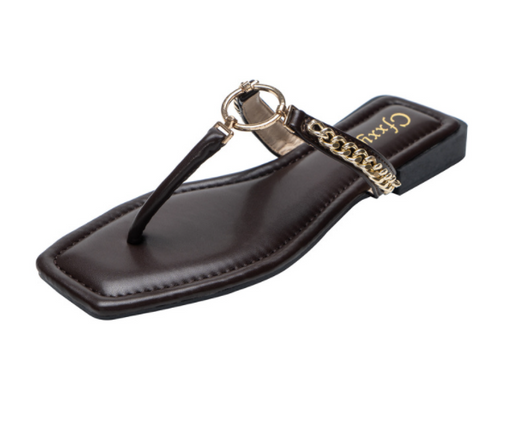 Sandalias Mujer con Cadena Dorada y Hebilla Redonda - Tacón Bajo Cómodo - Image 8