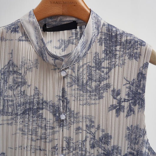 Conjunto Elegante Chaleco y Falda Estilo Chino con Tejido Jacquard Plisado - Image 12