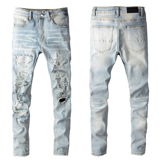 Jeans Skinny Ajustados con Algodón Elástico y Detalles Rotos
