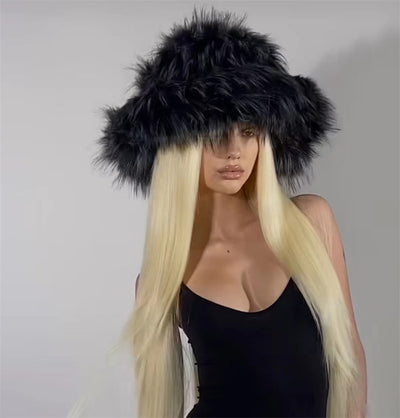 Gorro Punk de Piel de Mapache Grueso - Abrigo Ecológico para Otoño e Invierno - Image 56