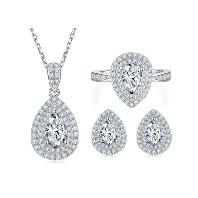 Conjunto de Joyería Moissanita Gota de Agua en Plata de Ley 925 - Image 2