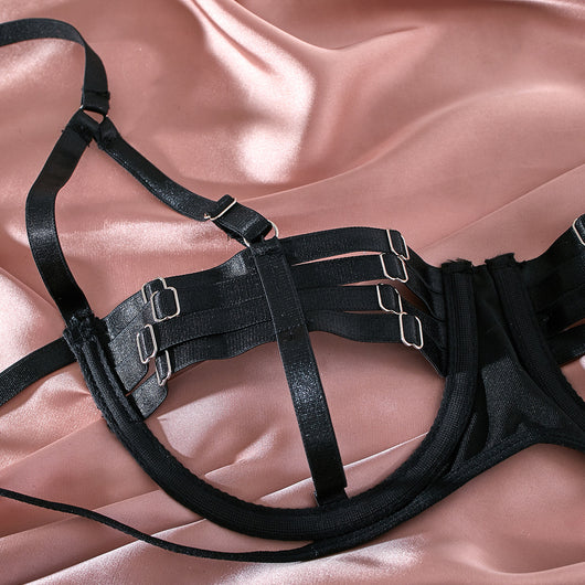 Conjunto de Lencería Sensual con Tirantes de Acero y Anillo Hueco de 3 Piezas - Image 12