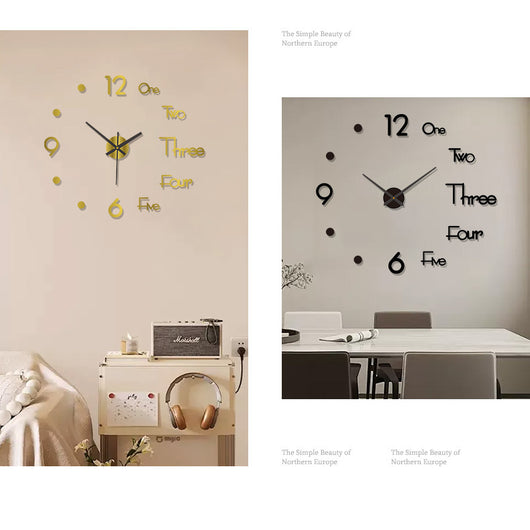 Reloj de Pared Digital Silencioso Nórdico - Adhesivo Decorativo Acrílico - Image 31