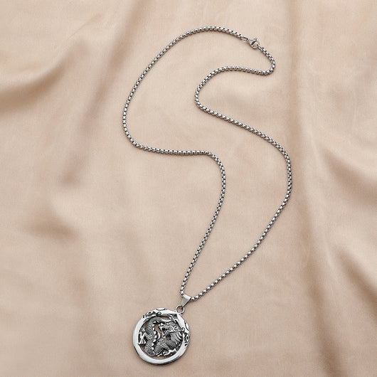 Collar Acero Inoxidable Dragón Totem Hueco para Hombre - Image 10