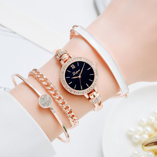 Reloj de Acero Inoxidable para Mujer - Juego de Cuatro Piezas de Tendencia Actual - Image 4