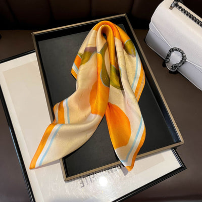 Pañuelo de Seda Beige Cuadrado para Mujer - Versátil y Fácil de Combinar - Image 50