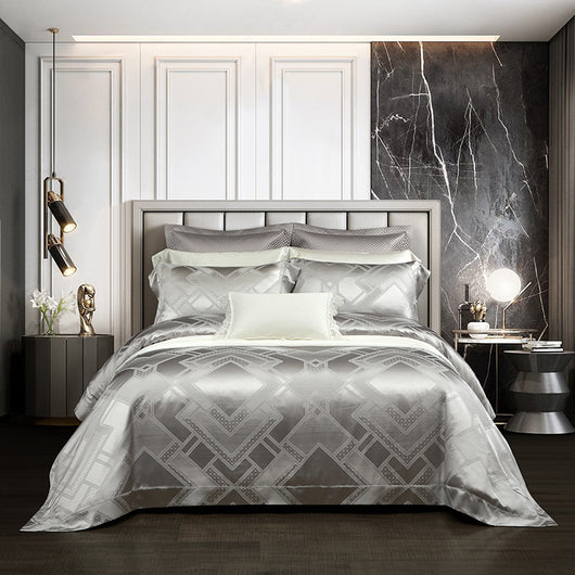 Juego de Cama Jacquard Seda Tencel de Cuatro Piezas - Image 8