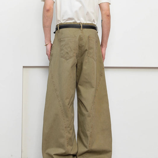 Pantalones Khaki Premium Deconstrucción Retro Pierna Ancha para Hombre - Image 2