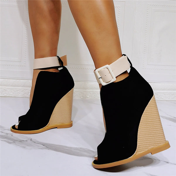 Sandalias Romanas Cuña Elegante con Tiras Ajustables