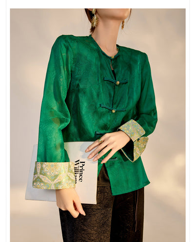 Blusa Retro Elegante con Bordado Chino y Botones Decorativos - Image 33