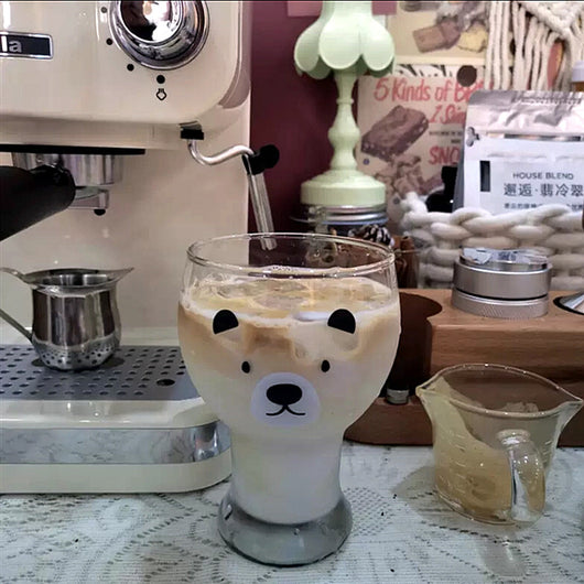 Vaso de Vidrio Infantil con Diseño de Osito para Bebidas Frías