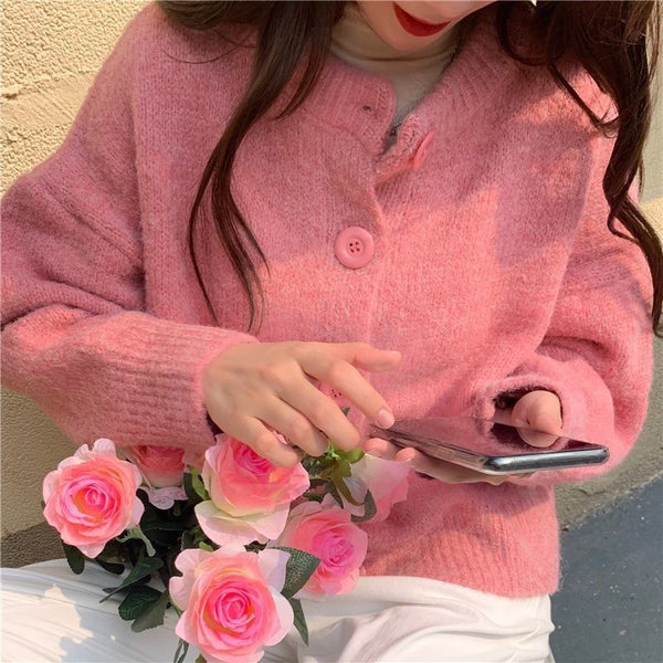 Cardigan Tejido Vintage Japonés Estilo Lazy Coreano