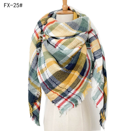 Bufanda Reversible a Cuadros Multicolor con Tacto Cachemira - Image 27