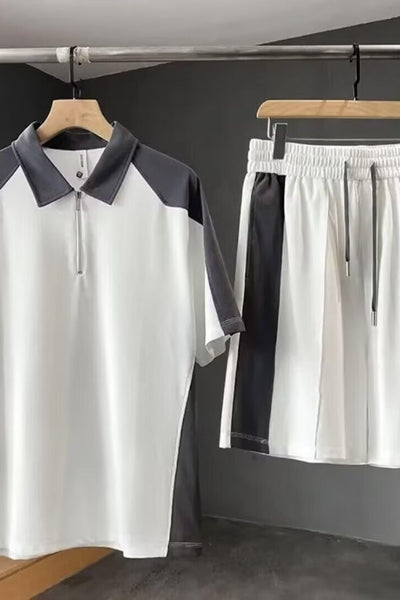 Conjunto de Verano para Hombre: Camiseta Manga Corta con Costuras Contrastantes + Shorts Casuales - Image 18