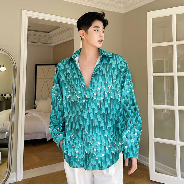 Camisa Floral Holgada con Solapa para Hombre