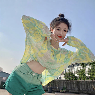 Blusa Holgada de Manga Larga con Protección Solar UV