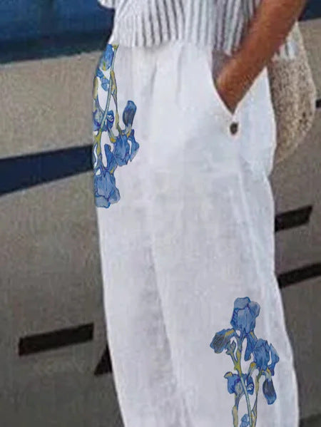 Pantalones Vintage Estampados de Pierna Ancha para Mujer