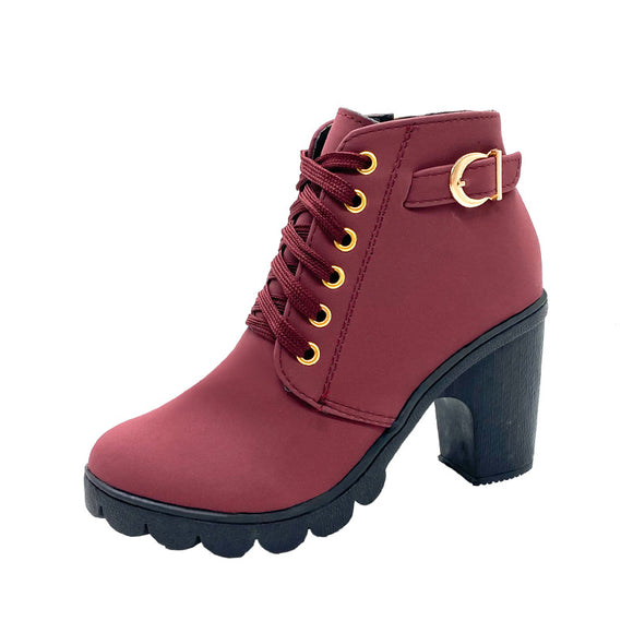 Botas Martin de Tacón Grueso con Hebilla Metálica para Mujer