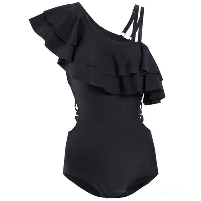 Traje de Baño Enterizo con Volantes y Hombros Descubiertos para Termas - Image 2