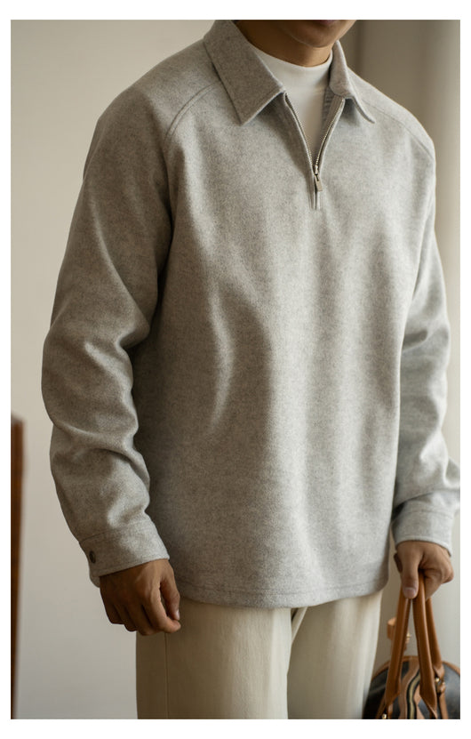 Suéter con Cierre Medio y Cuello Solapa para Hombre - Primavera Otoño - Image 11