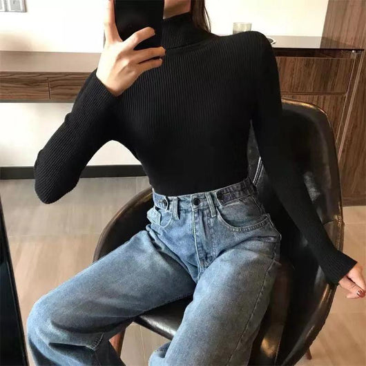 Suéter Coreano Cuello Alto Mujer - Pullover Holgado Invierno - Image 23