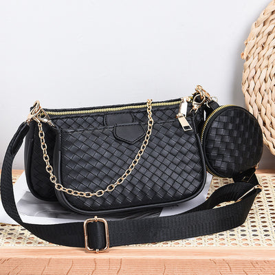 Bolso Crossbody de Cuero PU con Patrón Tejido - Image 5