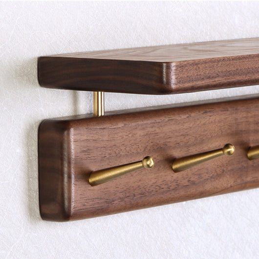 Perchero de Pared Nórdico en Madera Maciza con Ganchos de Latón - Estilo Japonés Nogal Negro - Image 34