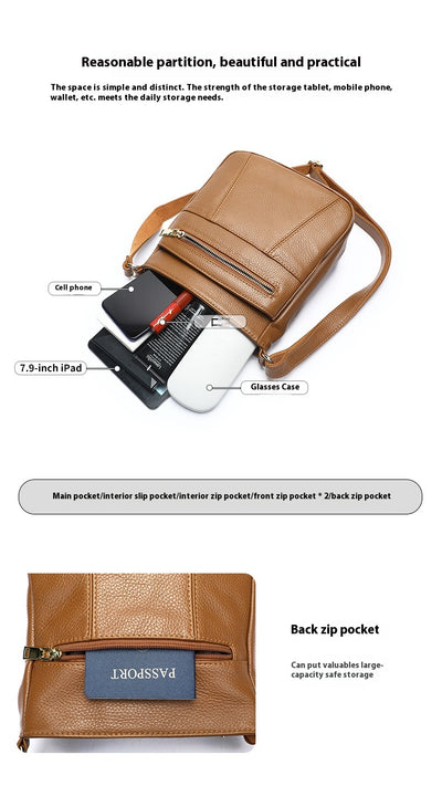 Bolso Mensajero de Cuero Genuino Primera Capa para Mamás Modernas - Image 17